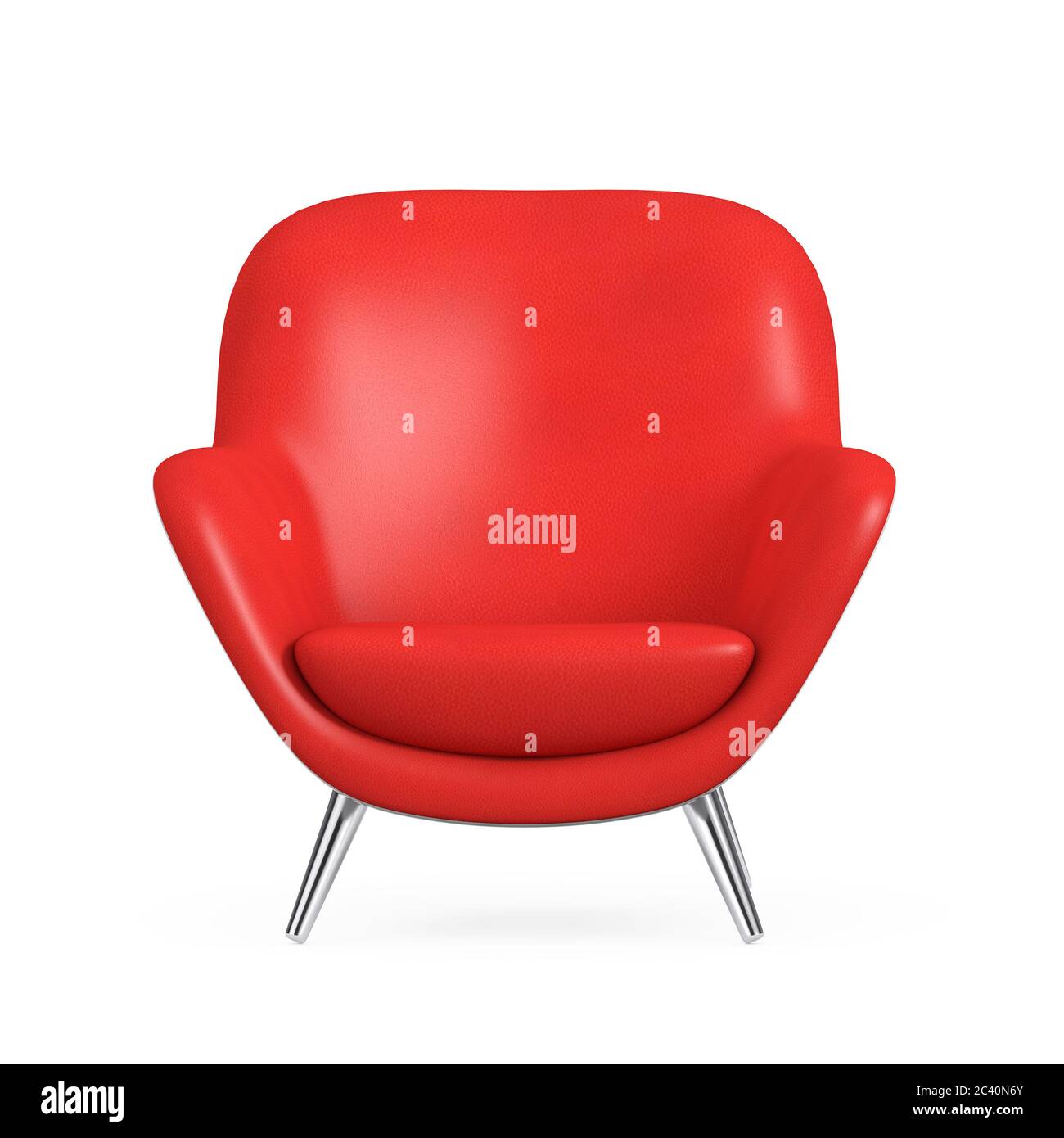 Sedia relax in pelle rossa moderna a forma ovale su sfondo bianco. Rendering 3d Foto Stock