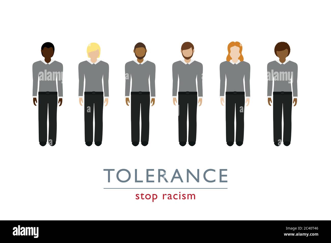 Stop razzismo tolleranza concetto persone con diversi colori della pelle vettore illustrazione EPS10 Illustrazione Vettoriale