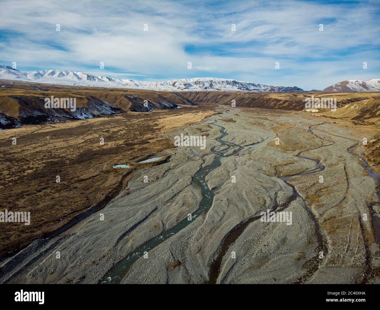 Vista panoramica aerea di Aoraki o Mt Cook, South Island, Nuova Zelanda Foto Stock