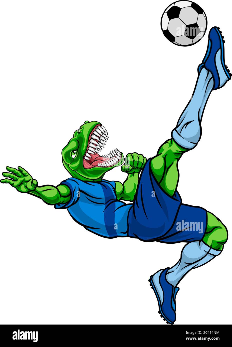 Dinosauro Soccer Football Player mascotte sportive Illustrazione Vettoriale