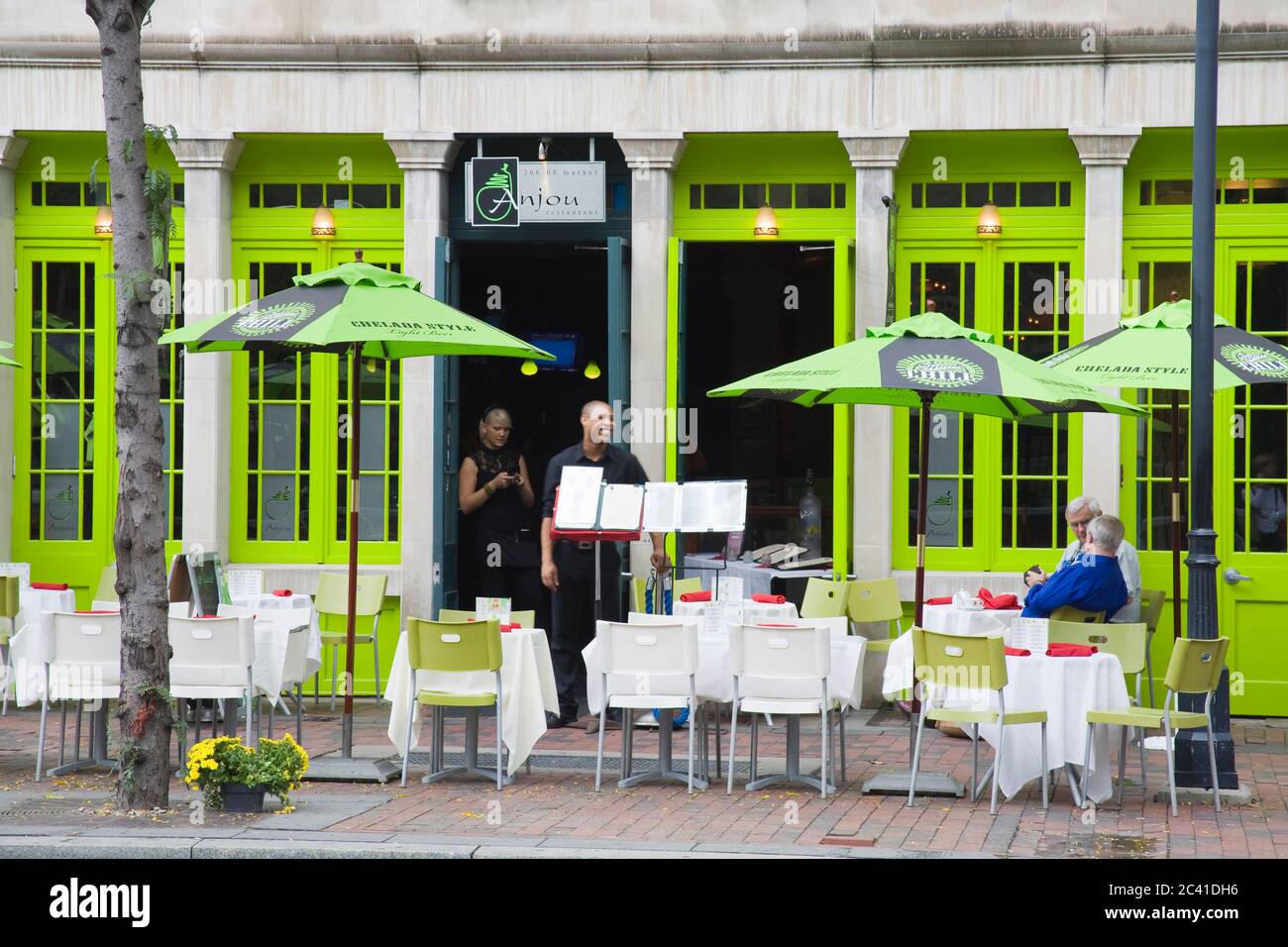 Ristorante su Market Street, Old City District, Philadelphia, Pennsylvania, USA Foto Stock