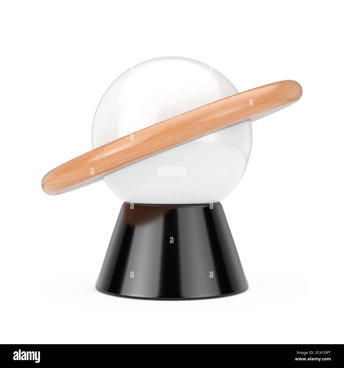 Lampada da scrivania a forma di Abstract Planet su sfondo bianco. Rendering 3d Foto Stock