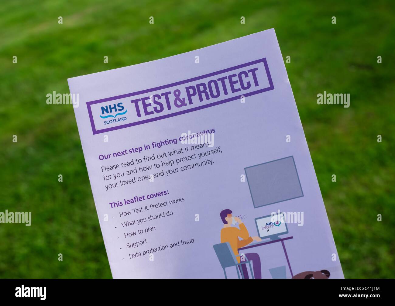 Foglio illustrativo per il test e la protezione NHS Foto Stock