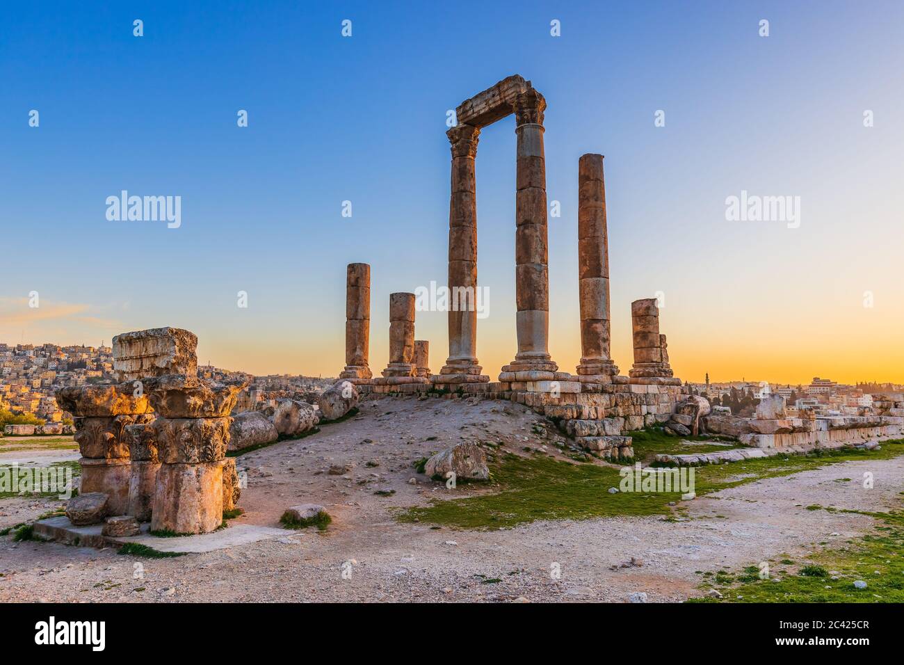 Amman, Giordania. Il Tempio di Ercole, Cittadella di Amman. Foto Stock