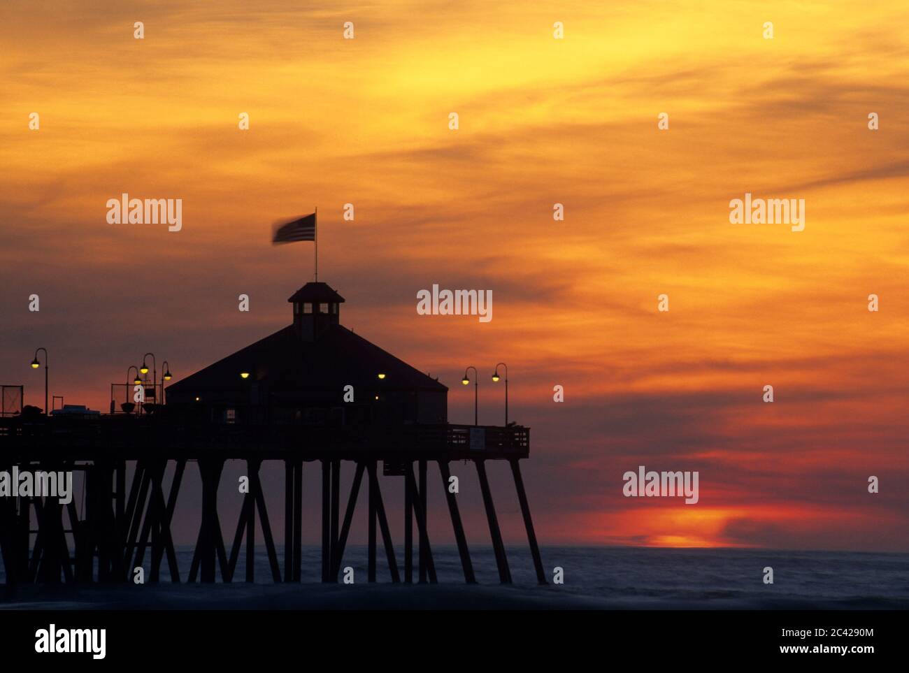 Imperial Beach Pier tramonto, Imperial Beach, California Foto Stock