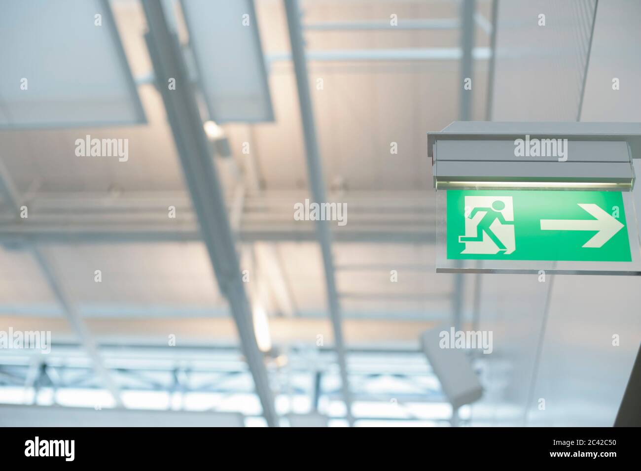 Uscita di emergenza segno Foto Stock