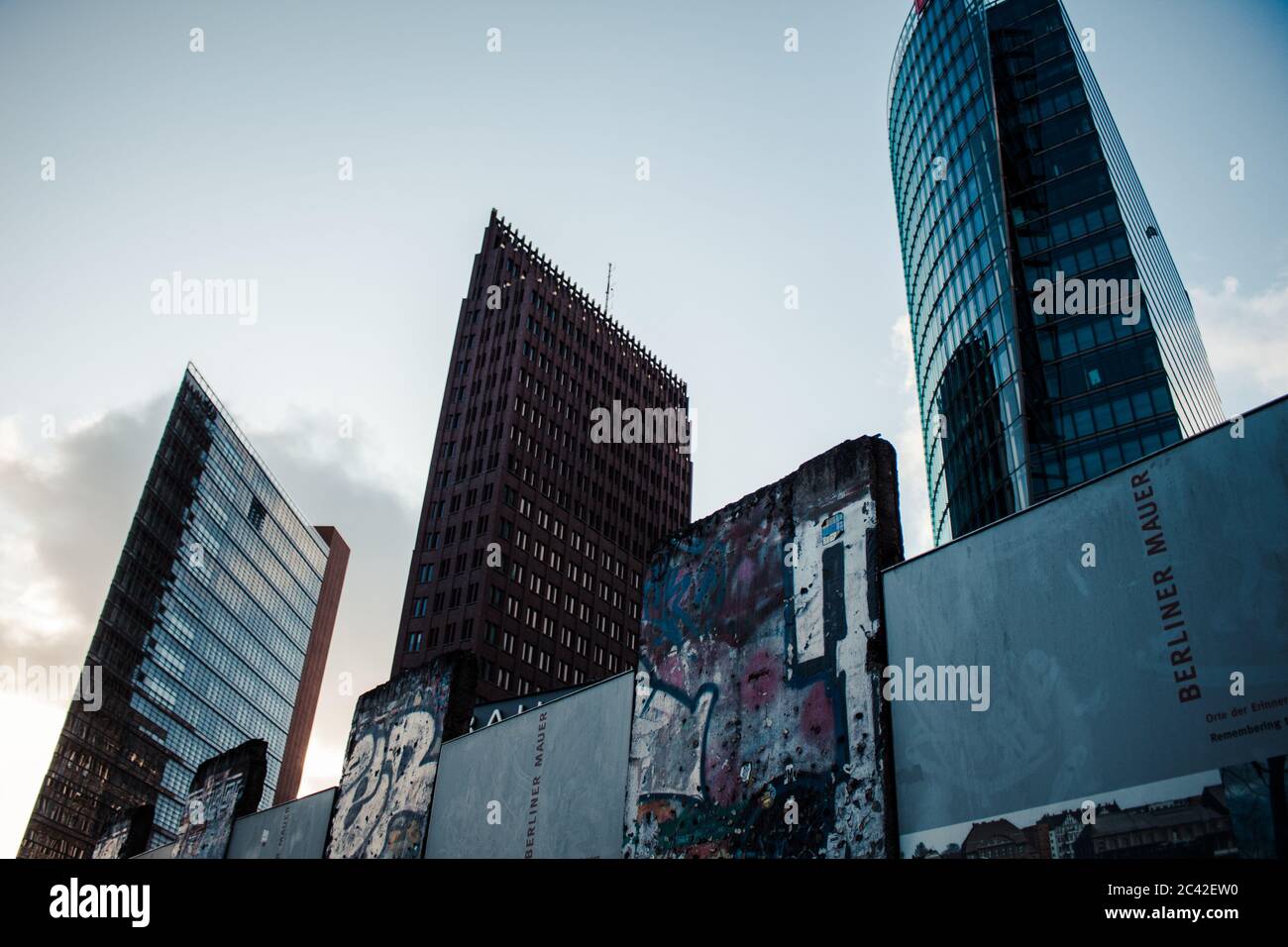 Potsdamer Platz e il mauer di berlino. Foto Stock