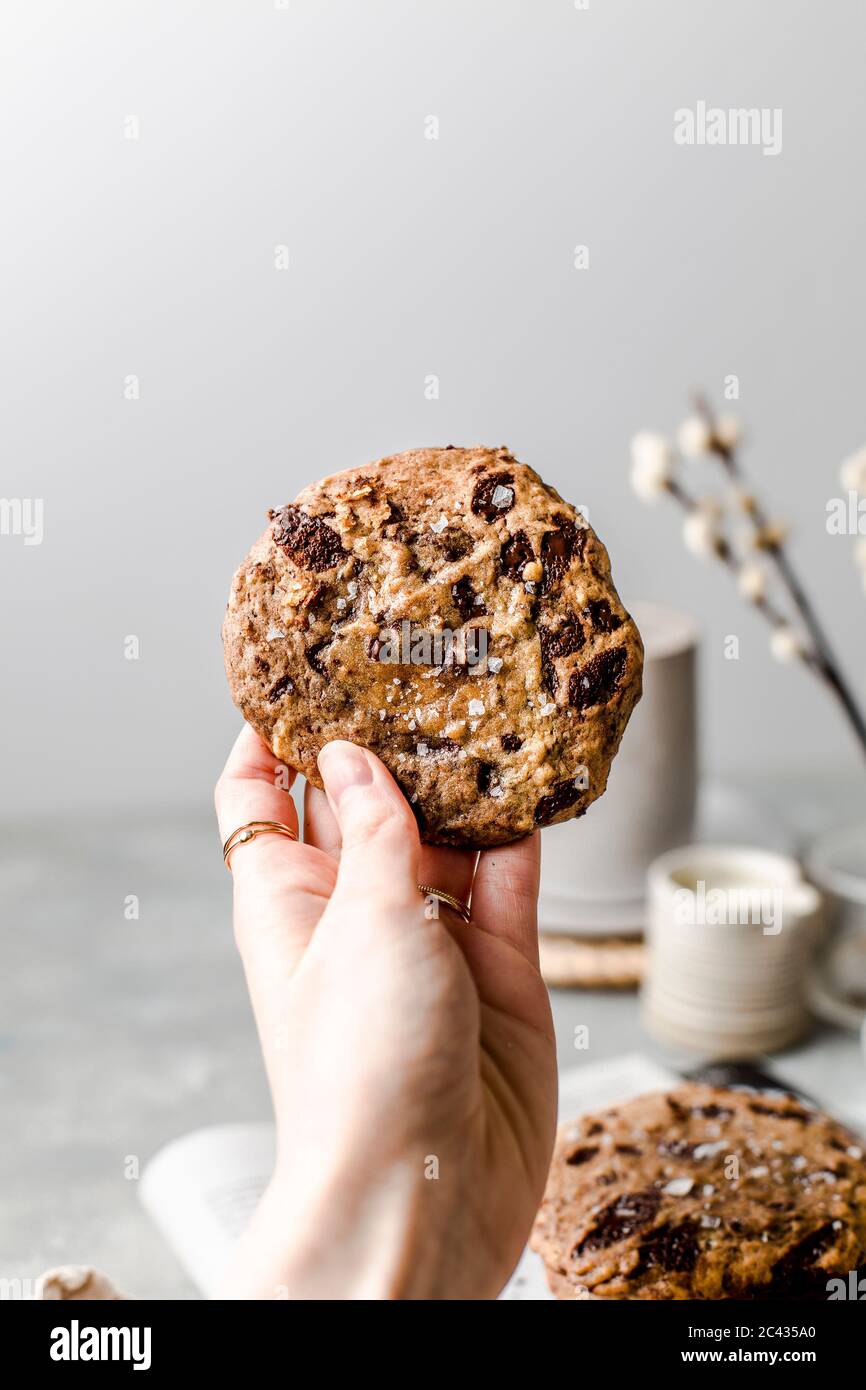 Doppia i biscotti al cioccolato Foto Stock