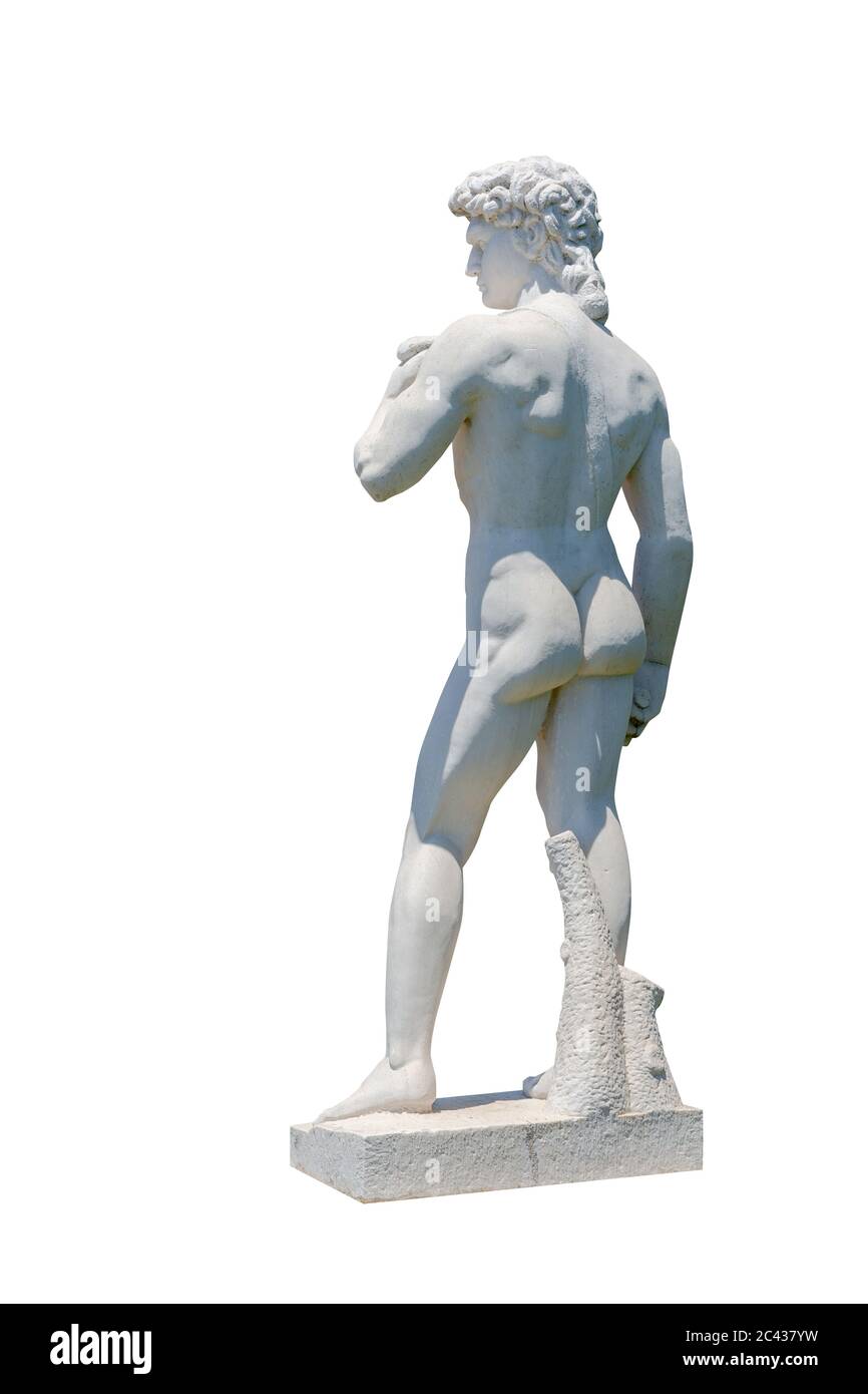Sfondo bianco, scultura David, Michelangelo 1501-1504 Foto Stock