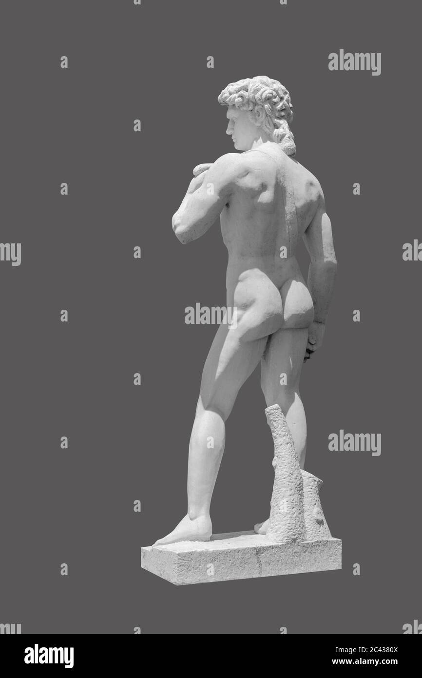 Sfondo nero, scultura David, Michelangelo 1501-1504 Foto Stock