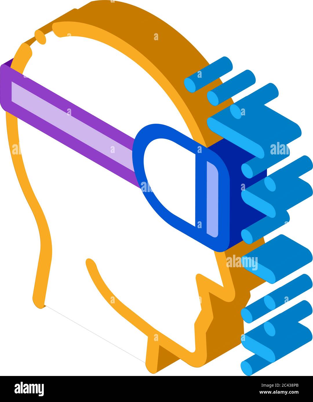proiezione della realtà attraverso speciali occhiali isometrici icona vettoriale Illustrazione Vettoriale