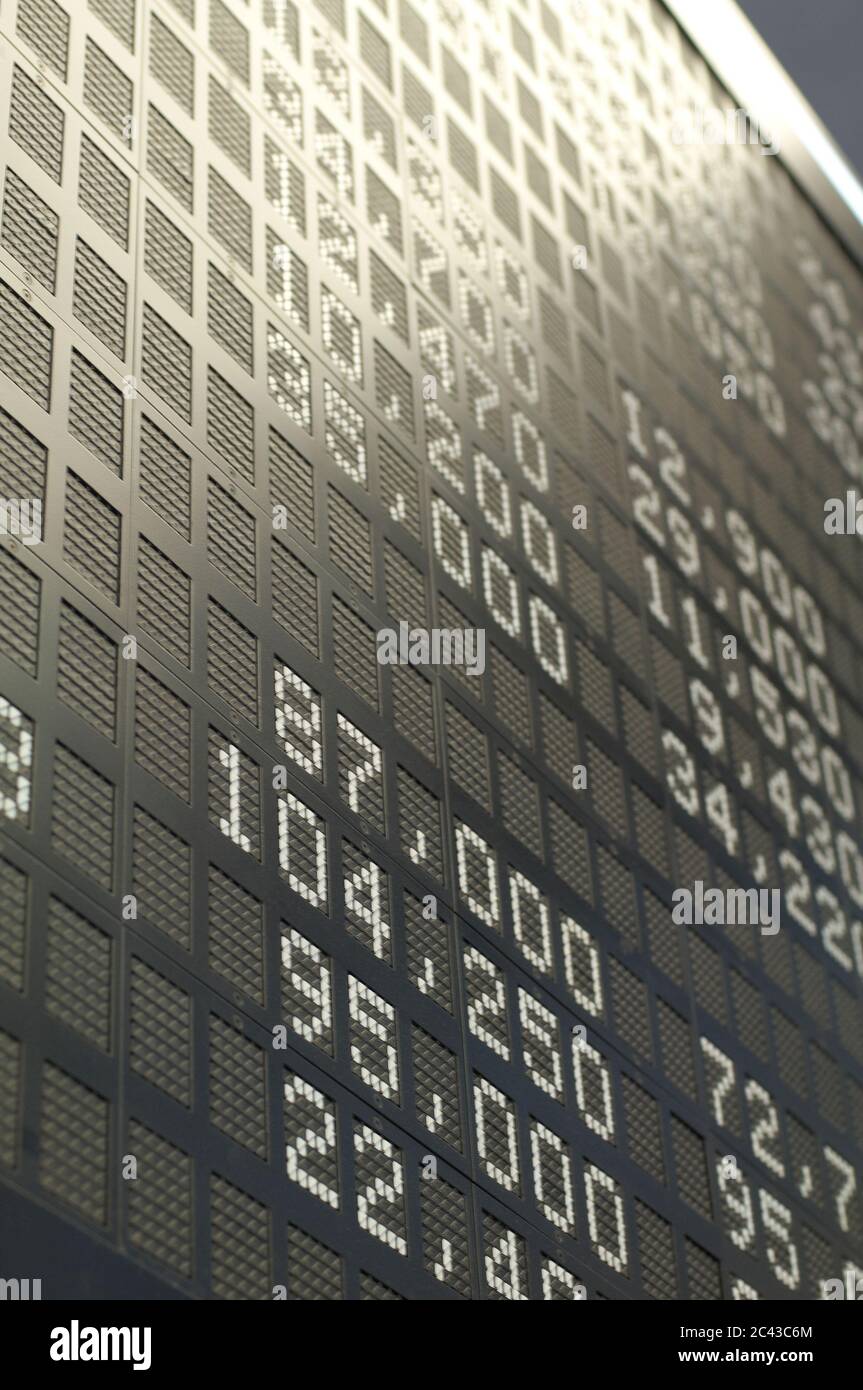 Avviso di borsa nella Borsa di Francoforte, Hessen, Germania Foto Stock