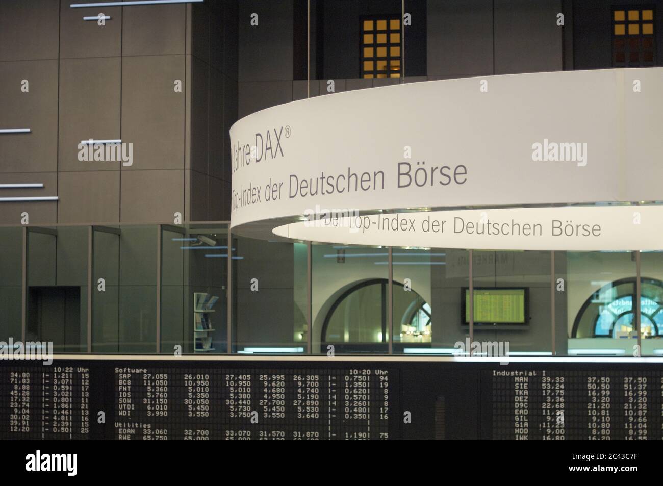 Avviso di borsa nella Borsa di Francoforte, Hessen, Germania Foto Stock