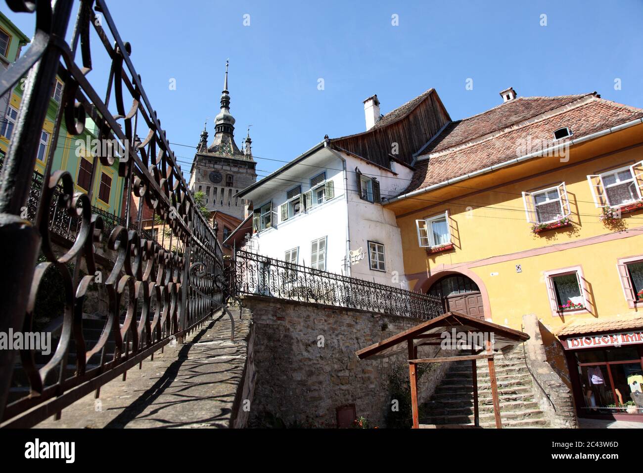 Città vecchia di Sighisoara, Transilvania Foto Stock
