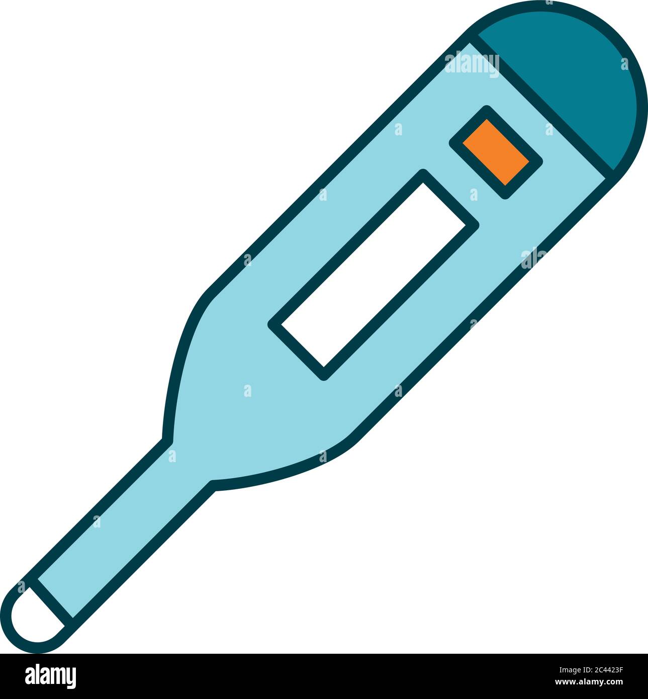 icona del termometro digitale su sfondo bianco, stile linea e riempimento, illustrazione vettoriale Illustrazione Vettoriale