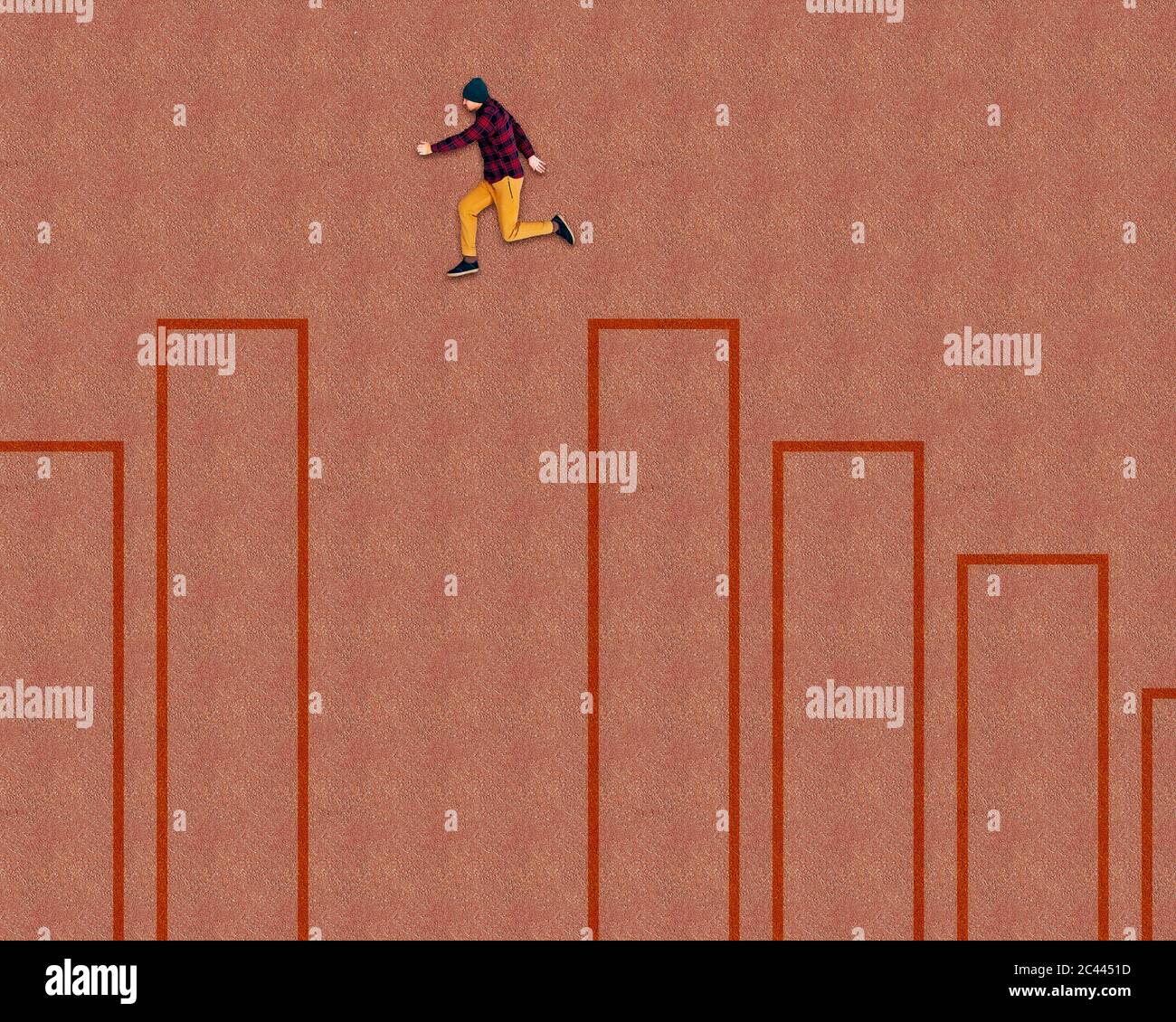 Vista aerea dell'uomo sul campo da gioco Foto Stock