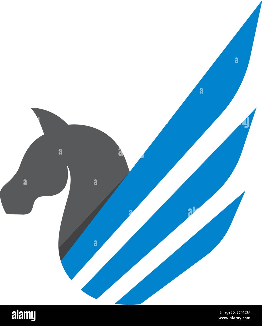Disegno grafico con icone vettoriali del modello del logo Pegasus Illustrazione Vettoriale
