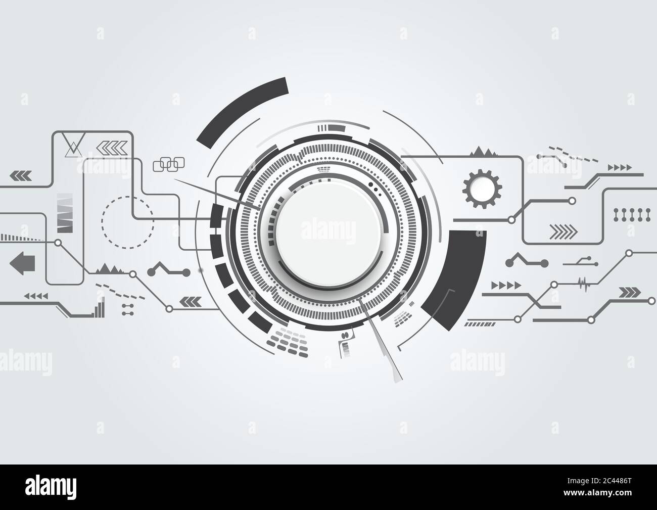 Un contesto tecnologico astratto con vari elementi tecnologici. Sfondo della tecnologia del pattern di struttura. Illustratore vettoriale. Illustrazione Vettoriale