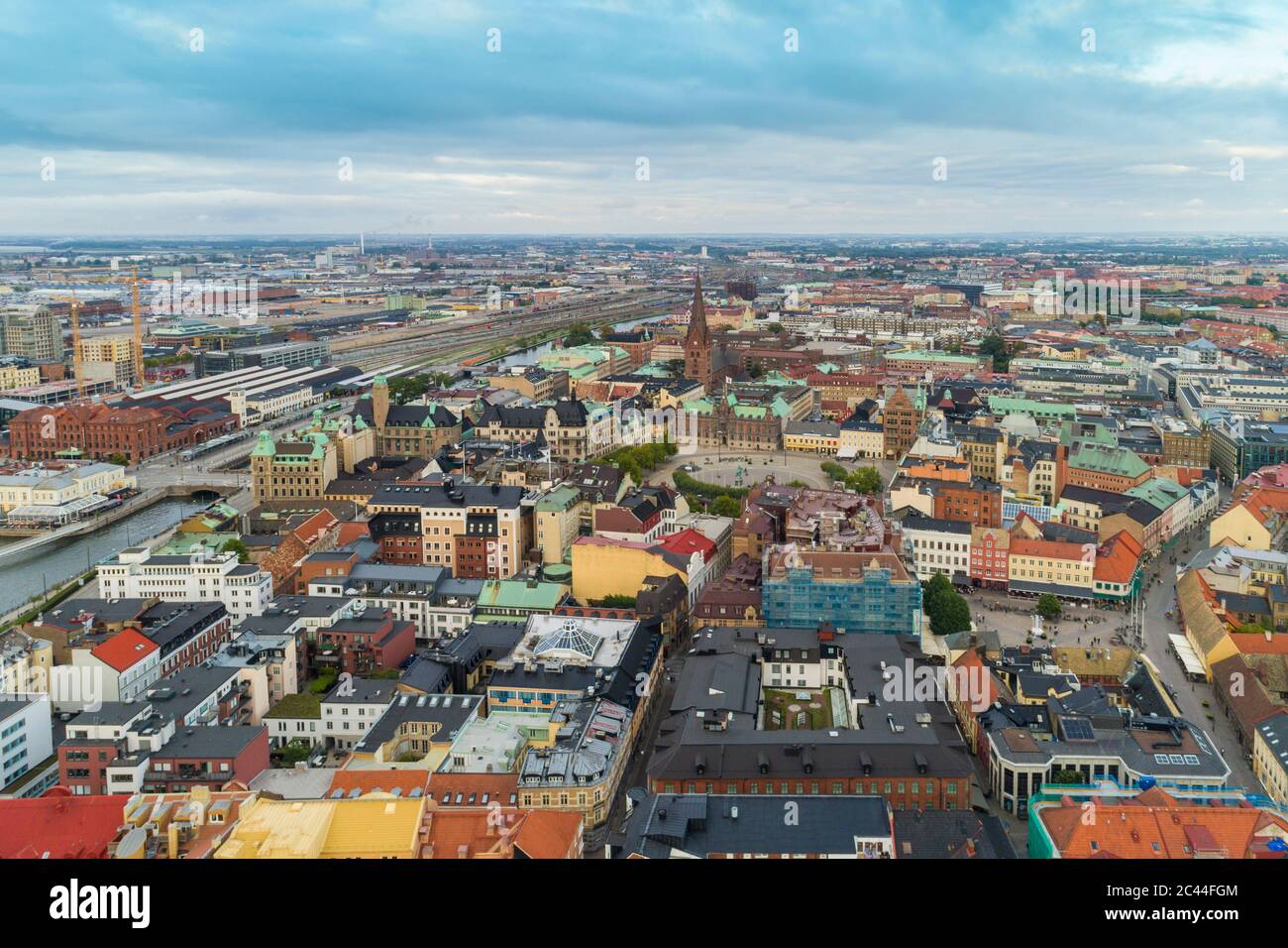 Svezia, Scania, Malmo, veduta aerea del quartiere di Slussen Foto Stock