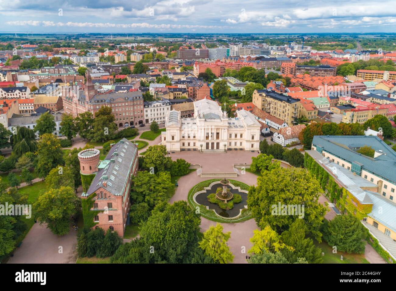 Svezia, Scania, Lund, veduta aerea dell'Università di Lund e degli edifici circostanti della città vecchia Foto Stock