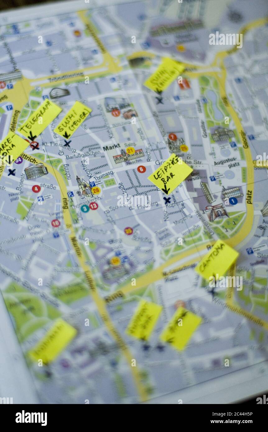 Mappa della città di Lipsia, Germania Foto Stock