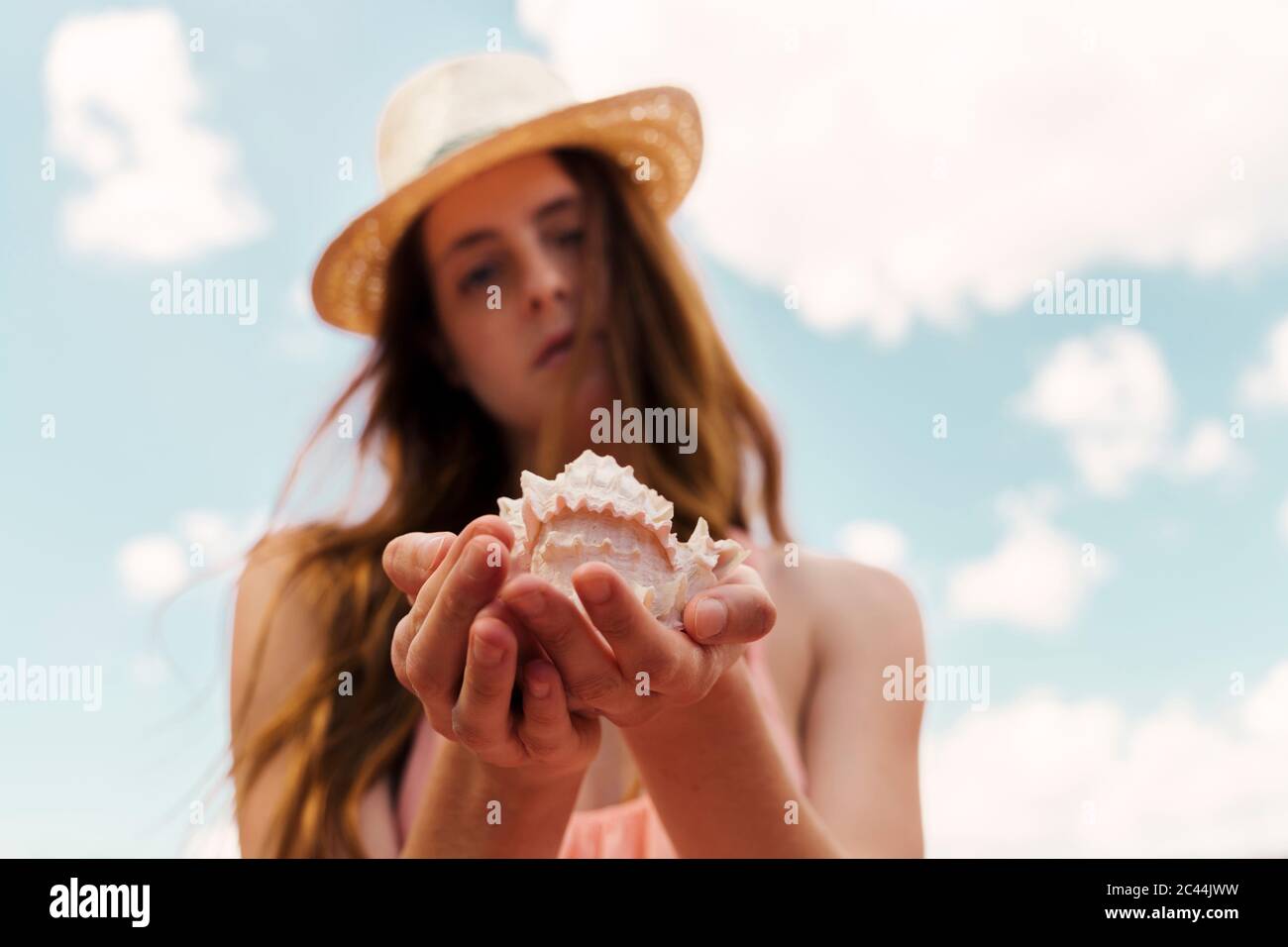 Ritratto di donna decapitata con musella Foto Stock