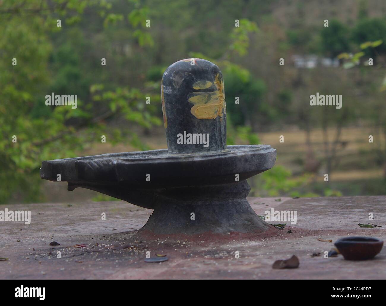 Vista laterale di Shiva lingam nel tempio rameswer, uttarakhand. India. Foto Stock