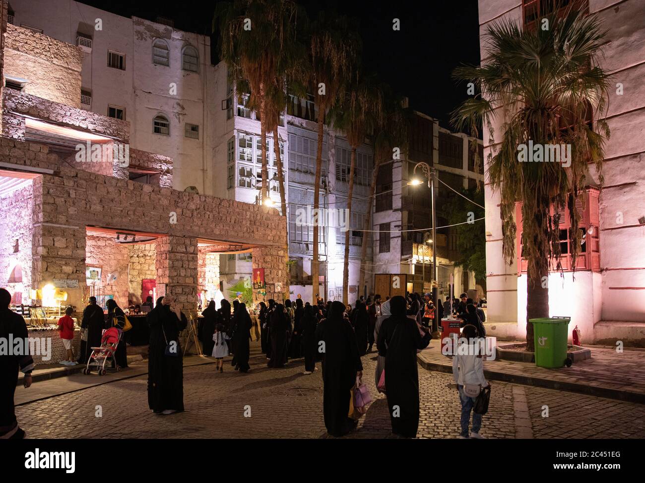 Jeddah mercato decorate strade di al Balad al Festival Jeddah, Jeddah, Arabia Saudita, Foto Stock