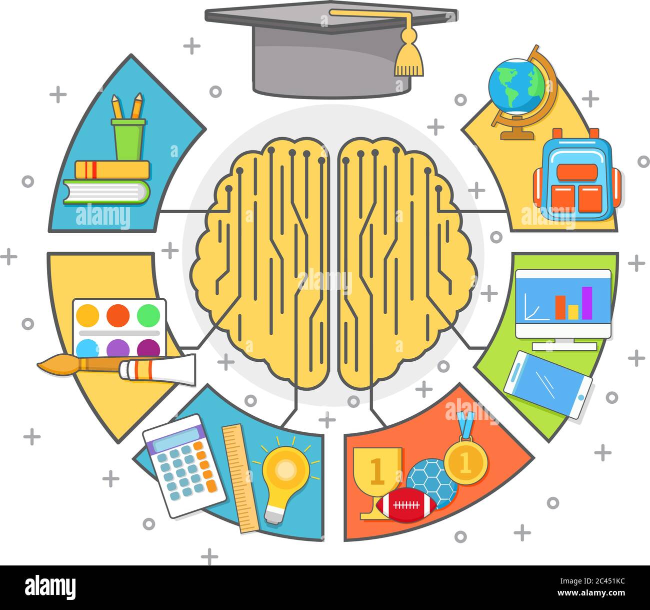 Illustrazione di stile piatto sottile vettoriale infografica Education Illustrazione Vettoriale