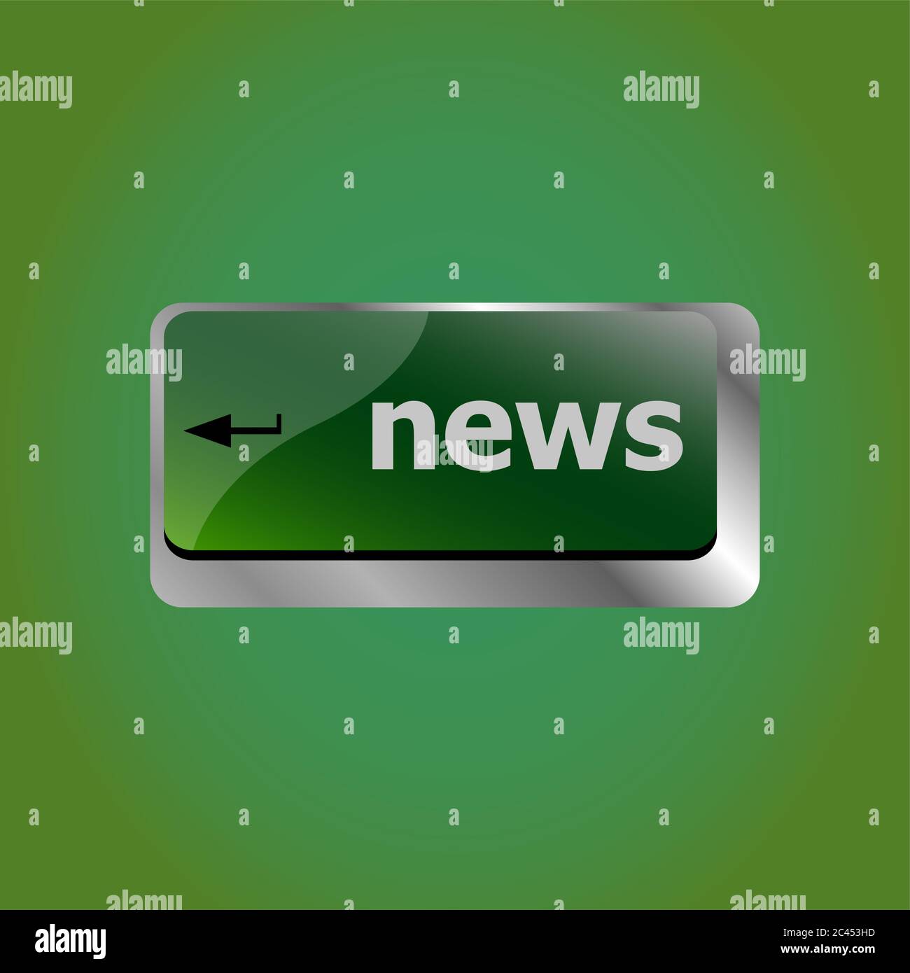 Testo delle notizie sui tasti della tastiera del computer con un pulsante Foto Stock