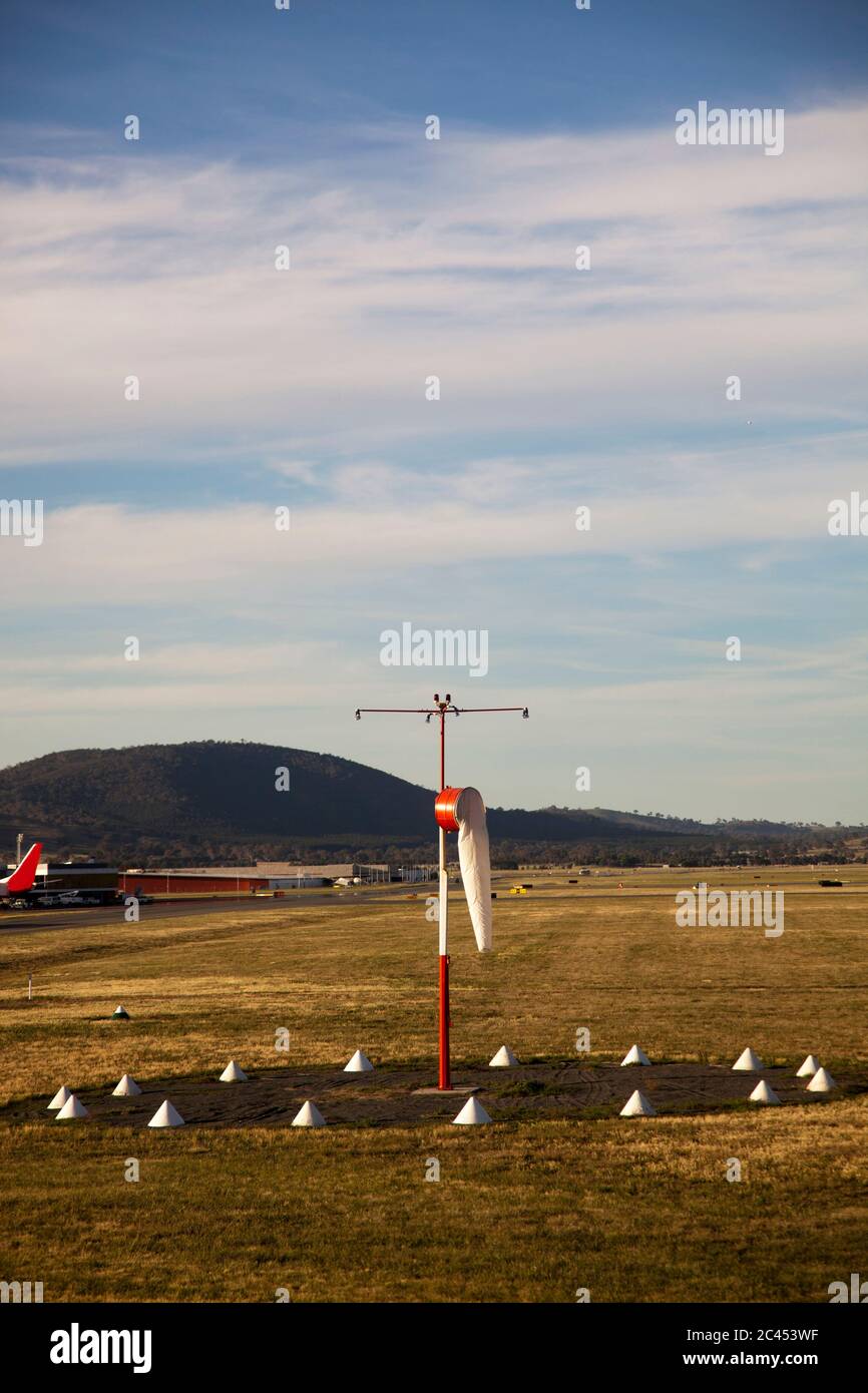 Windsock all'aeroporto di Melbourne, Australia Foto Stock