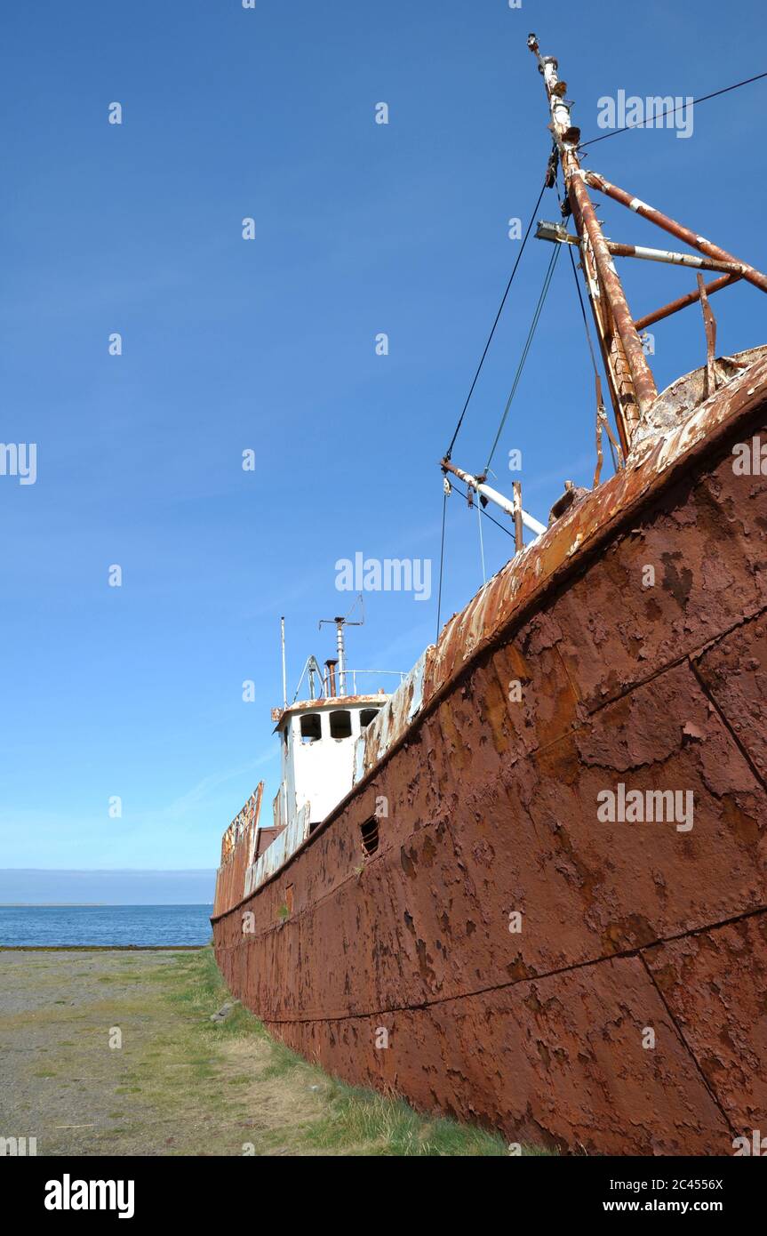 Naufragio sulla costa occidentale dell'Islanda Foto Stock