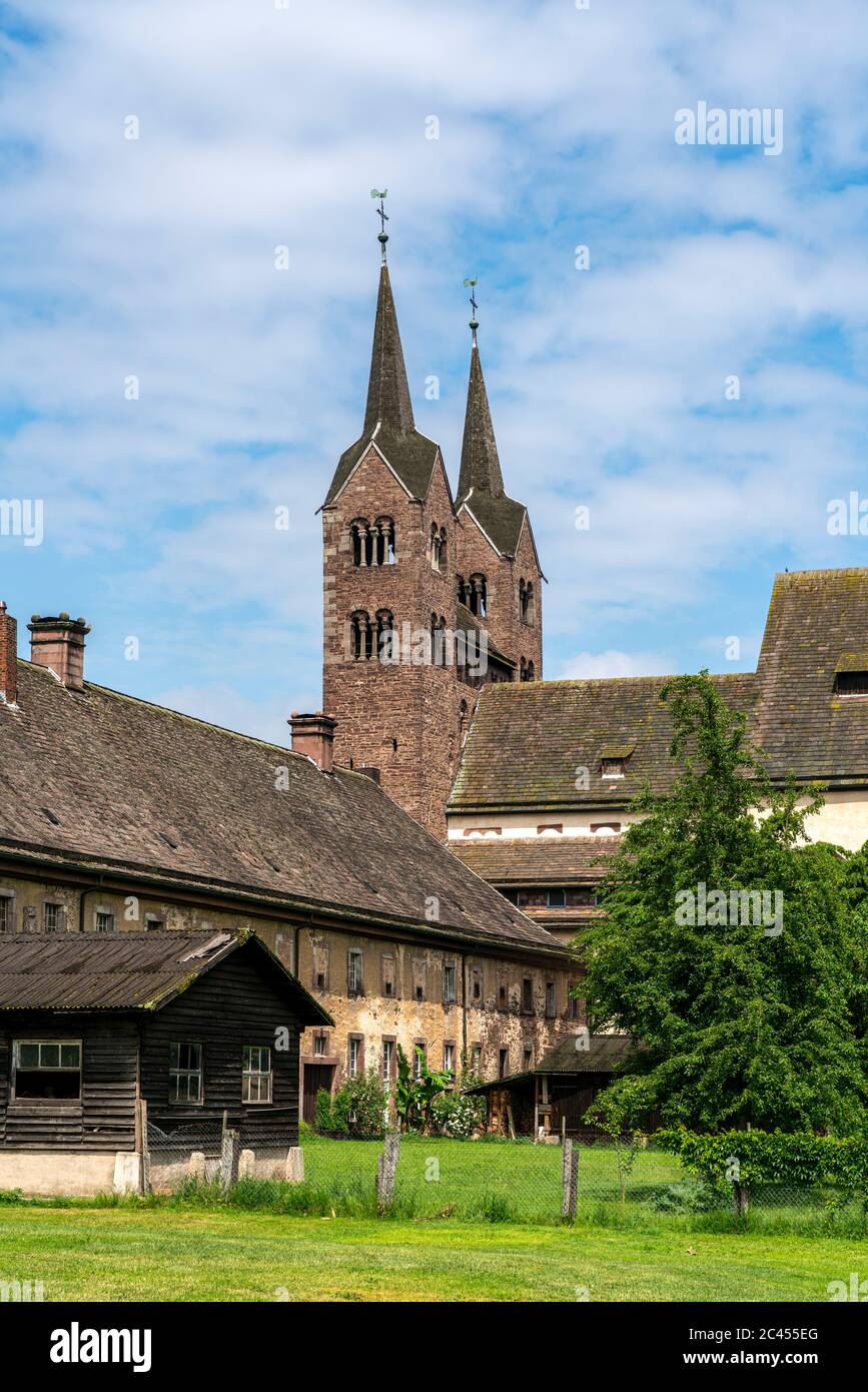 Schloss Corvey, UNESCO Welterbe in Höxter, Nordrhein-Westfalen, Deutschland, Europa | Abbazia principesca di Corvey, patrimonio mondiale dell'UNESCO a Hoexter, No Foto Stock