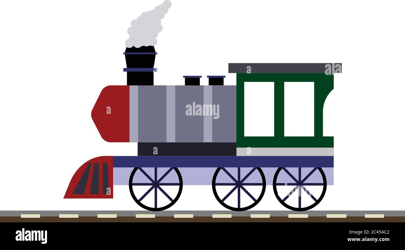 Locomotiva su cingoli - design piatto Illustrazione Vettoriale