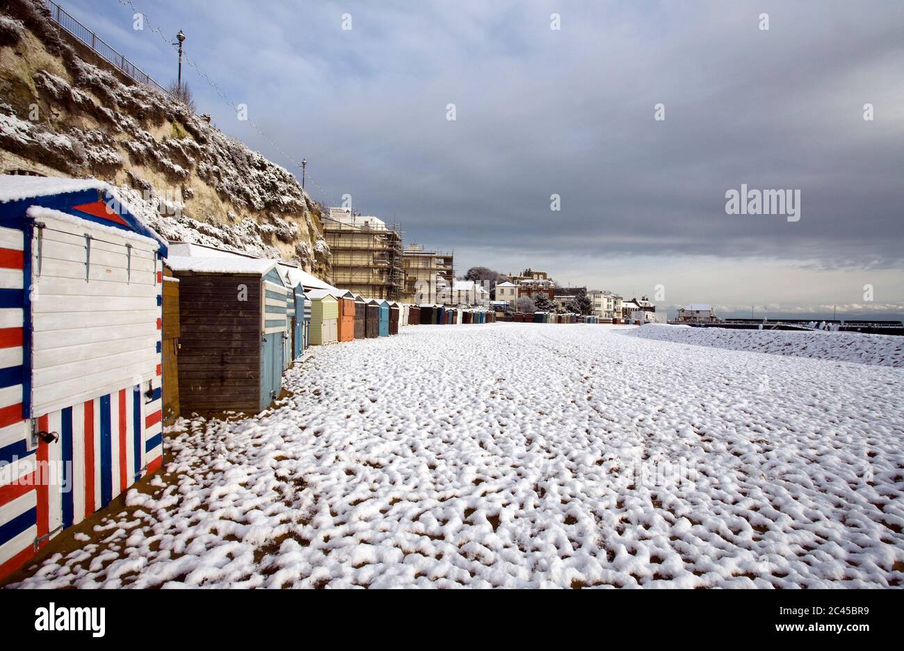 Spiaggia in inverno, Broadstairs, Kent, Inghilterra Foto Stock