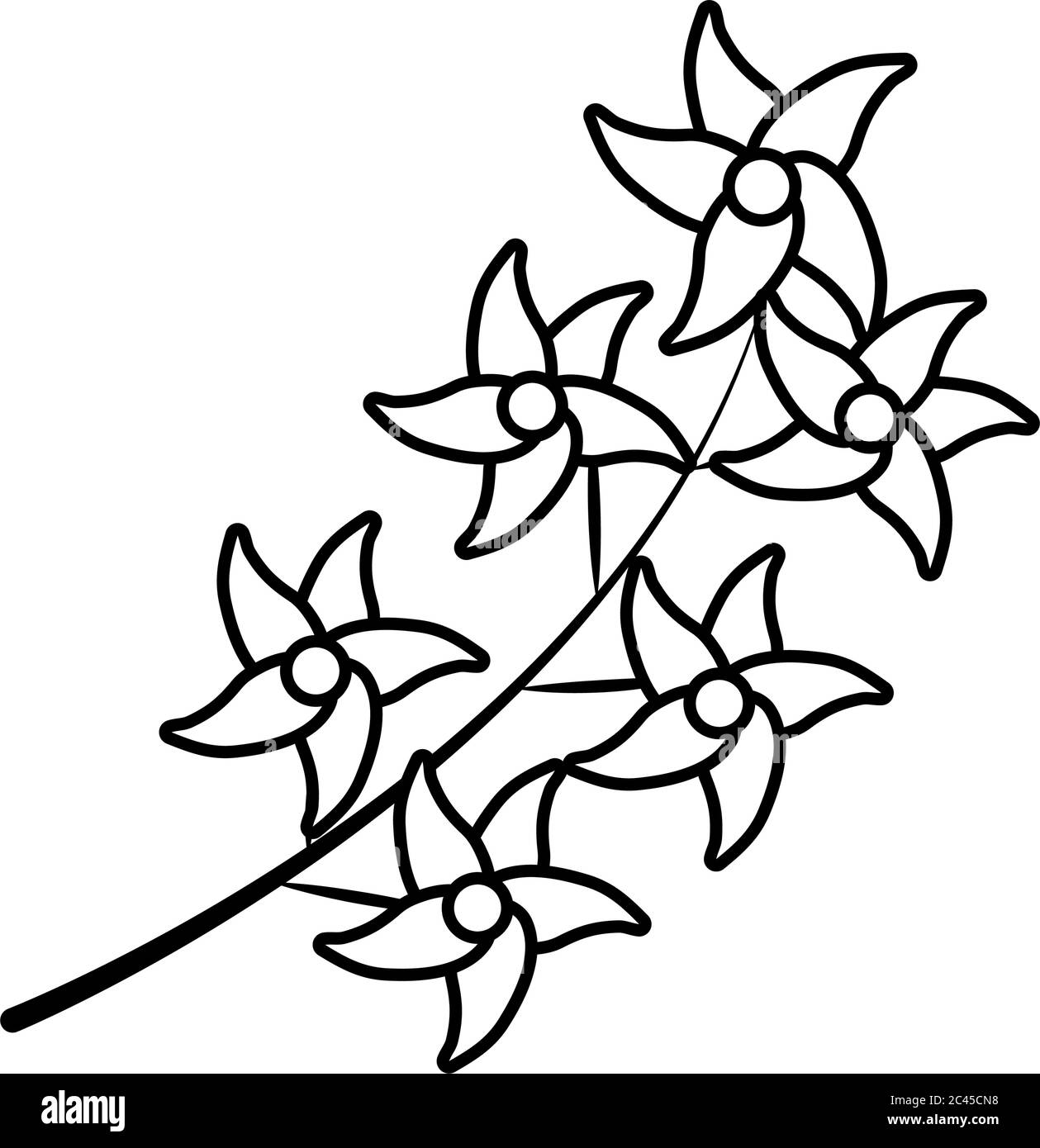 Orchidee fiori icona su sfondo bianco, stile linea, illustrazione vettoriale Illustrazione Vettoriale