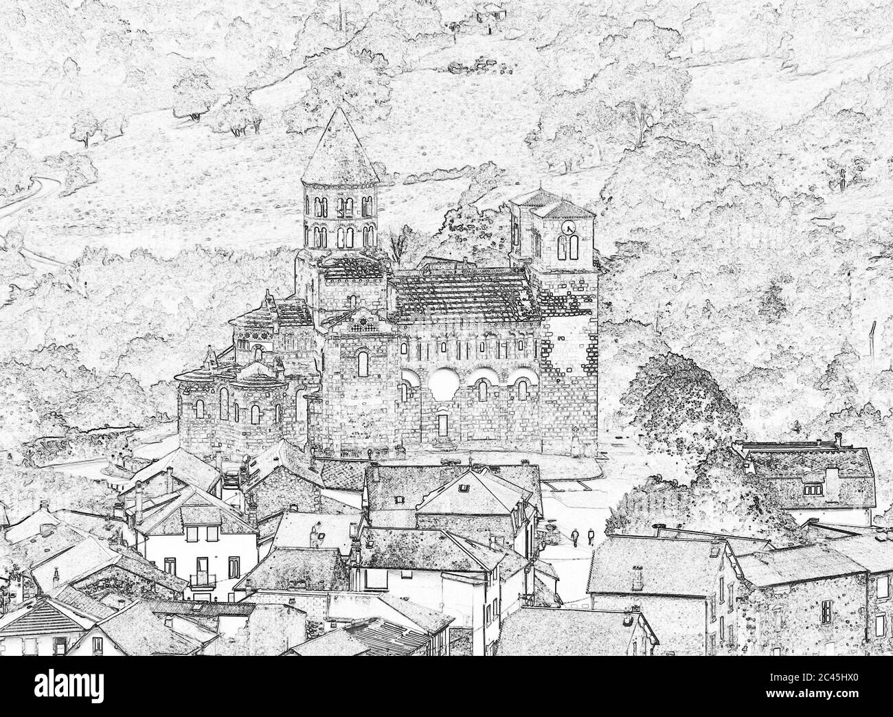 Chiesa romana, Saint-Nectaire , Auvergne, Francia Foto Stock