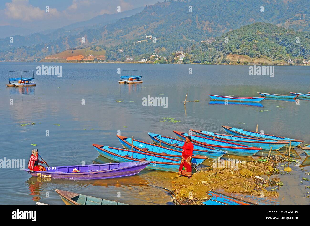 Lago di Pehwa, Pokhara, distretto di Kaski, Gandaki Pradesh, Nepal Foto Stock