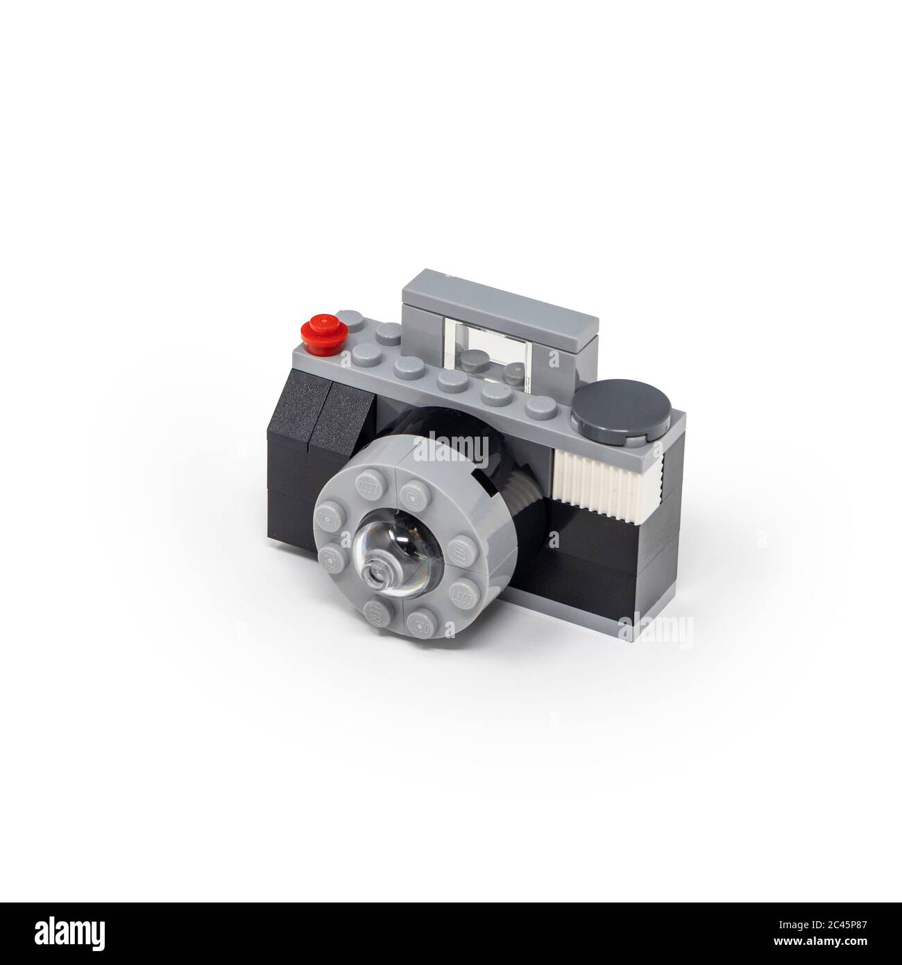 15 maggio 2019 - Roma, Italia - fotocamera Lego realizzata in blocchi da  costruzione, isolata su bianco. Concetto di lavoro, fotografia, fotografo,  foto, foto, foto, raffle Foto stock - Alamy
