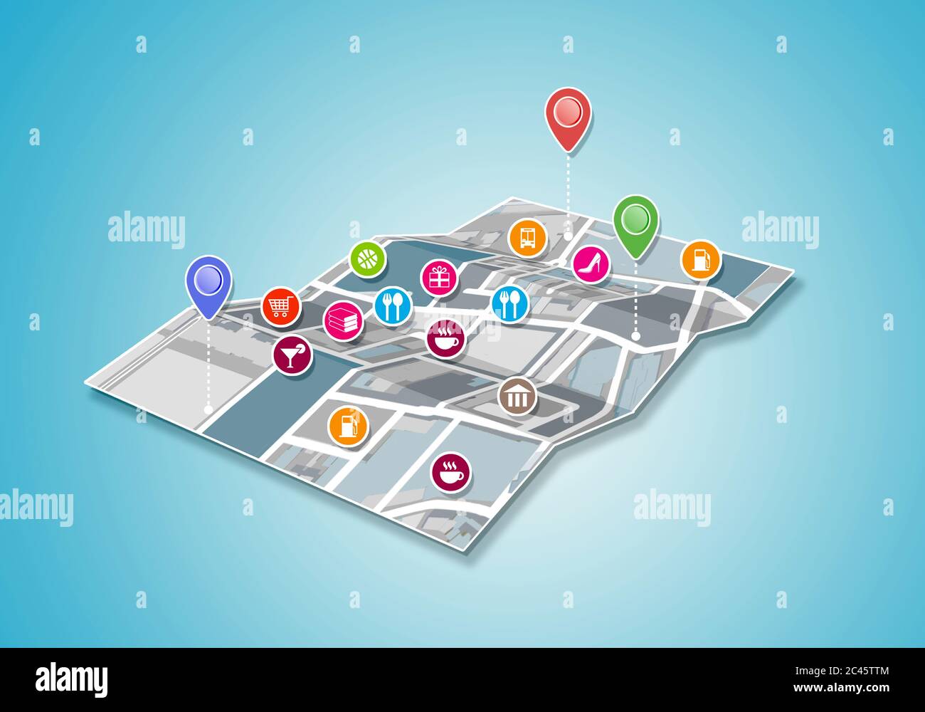 GPS sulla mappa stradale Foto Stock