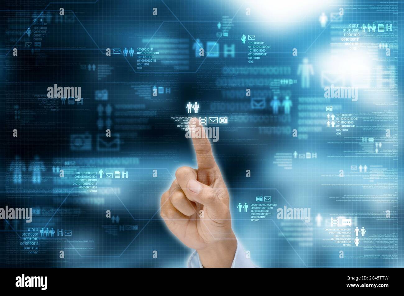Condivisione multimediale con la tecnologia Internet Foto Stock