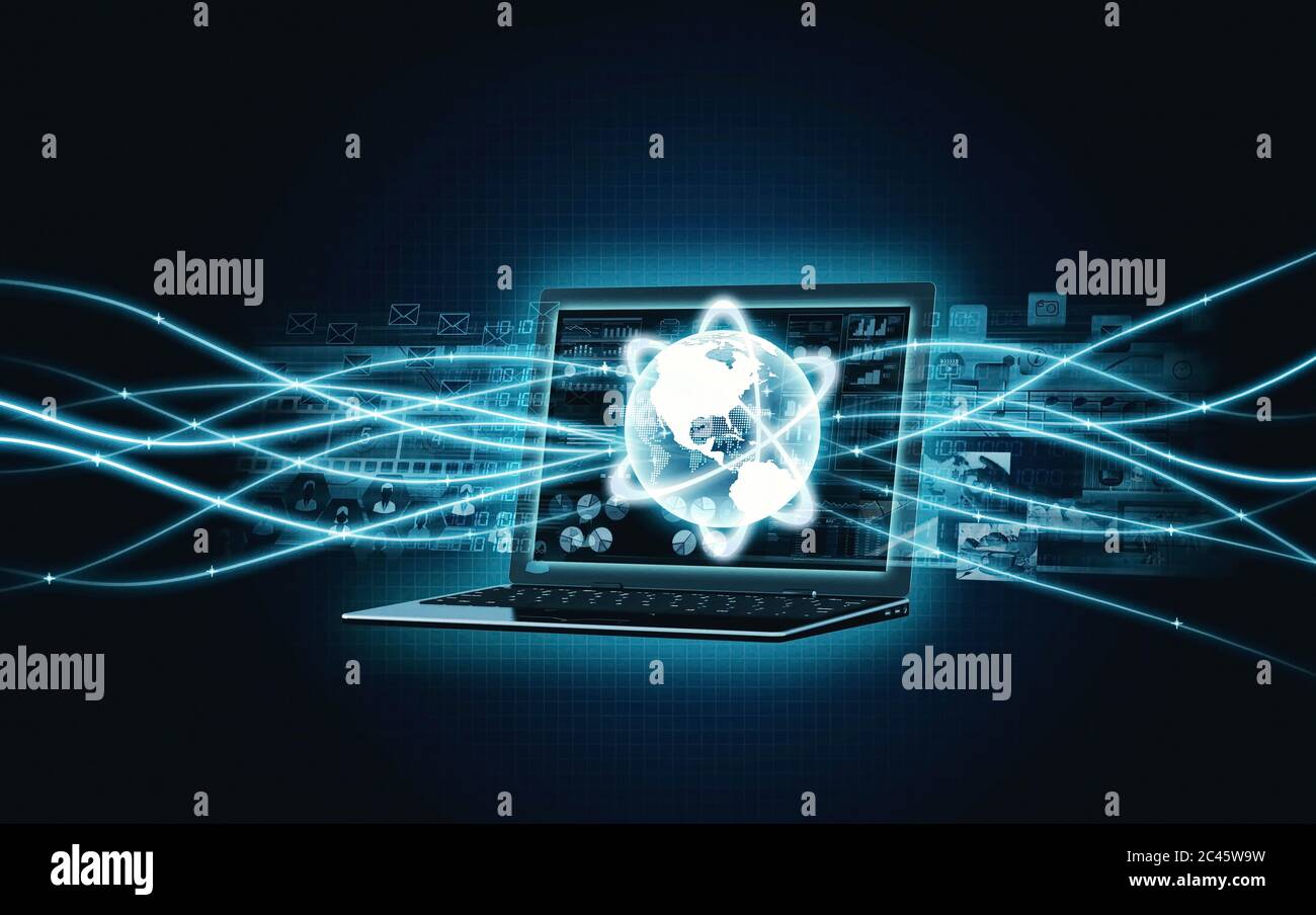 Laptop a banda larga Internet Foto Stock