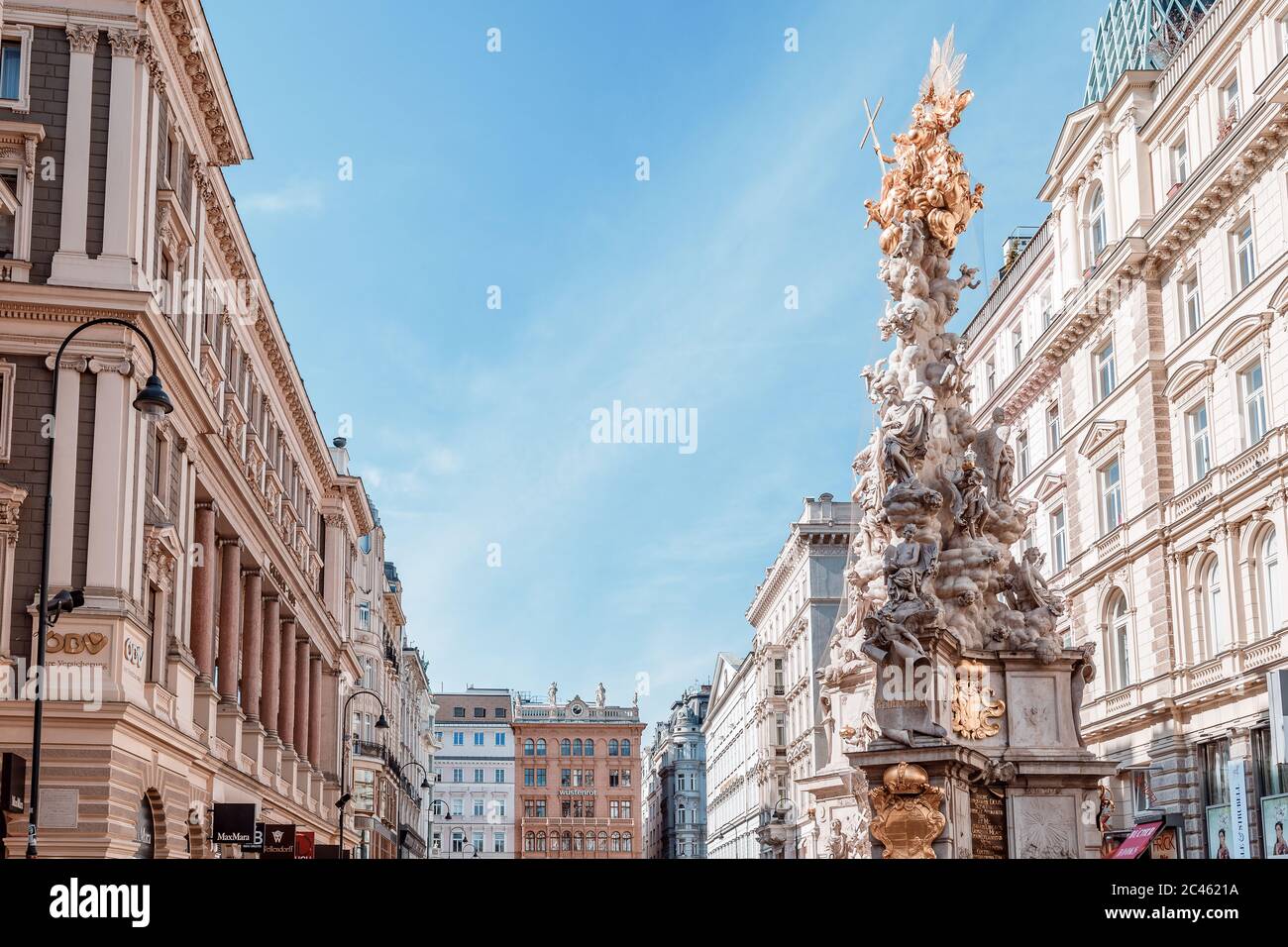 Am Graben, Pestsäule, la colonna della peste a Vienna Foto Stock