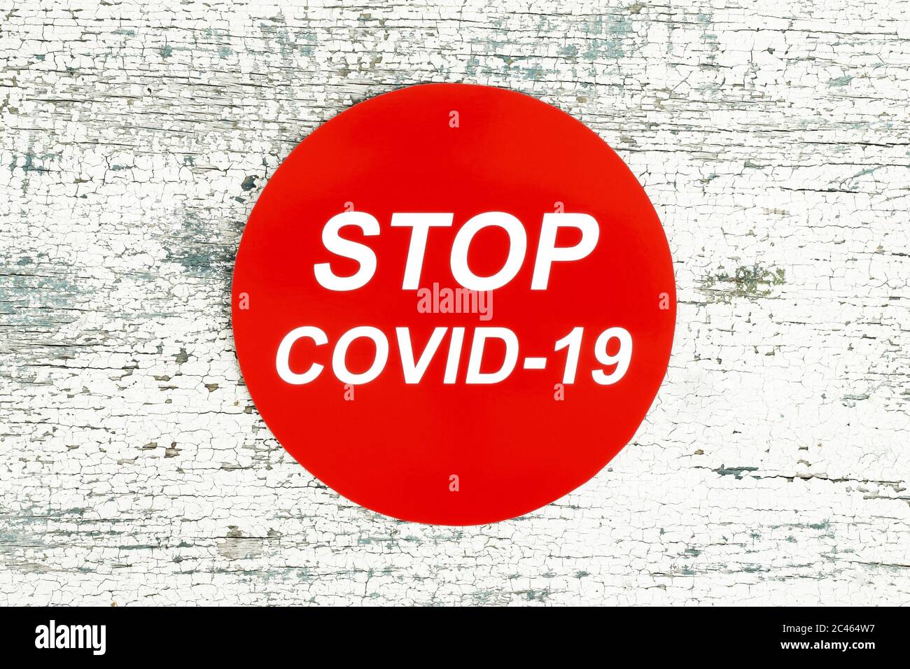 Stop virus Covid-19 Concept, su sfondo di legno primo piano Foto Stock