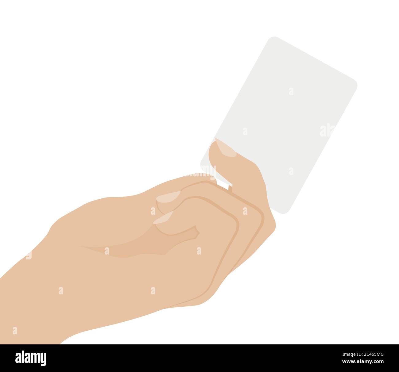 Cartoncino bianco con mano, isolato su sfondo bianco. Disegno vettoriale piatto Illustrazione Vettoriale