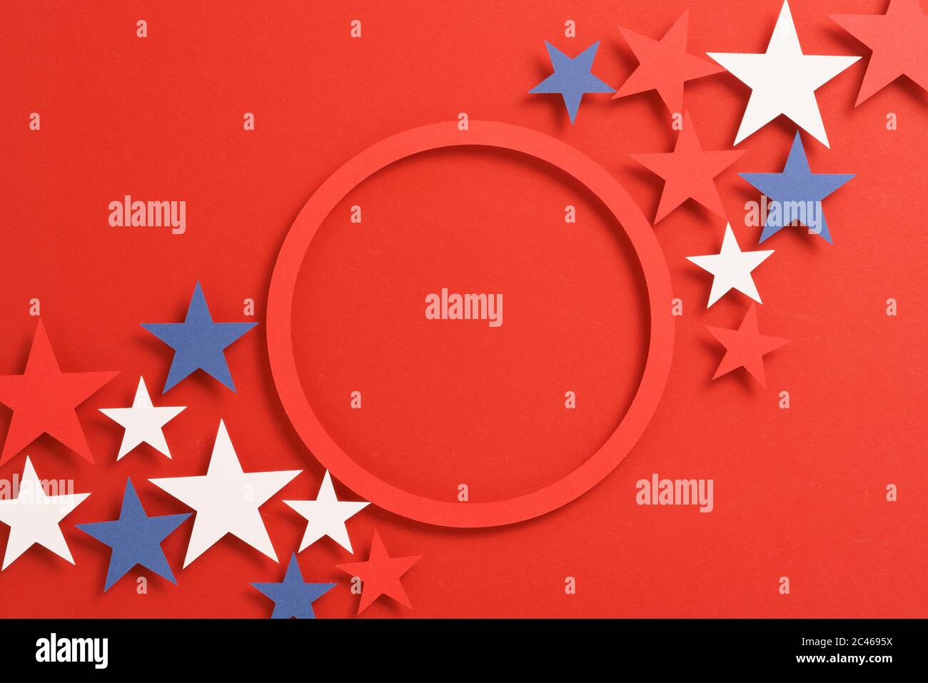 Biglietto d'auguri piatto mockup con vista dall'alto con cornice a stelle Foto Stock