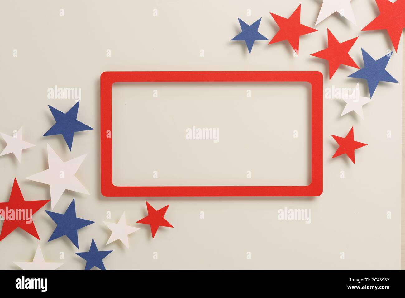 Biglietto d'auguri piatto mockup con vista dall'alto con cornice a stelle Foto Stock