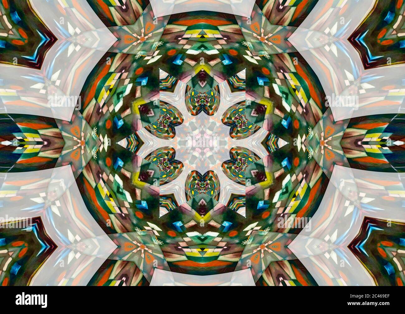 Mandala è stato creato utilizzando i colori dell'opera Full Moon dell'artista svizzero tedesco Paul Klee. Foto Stock