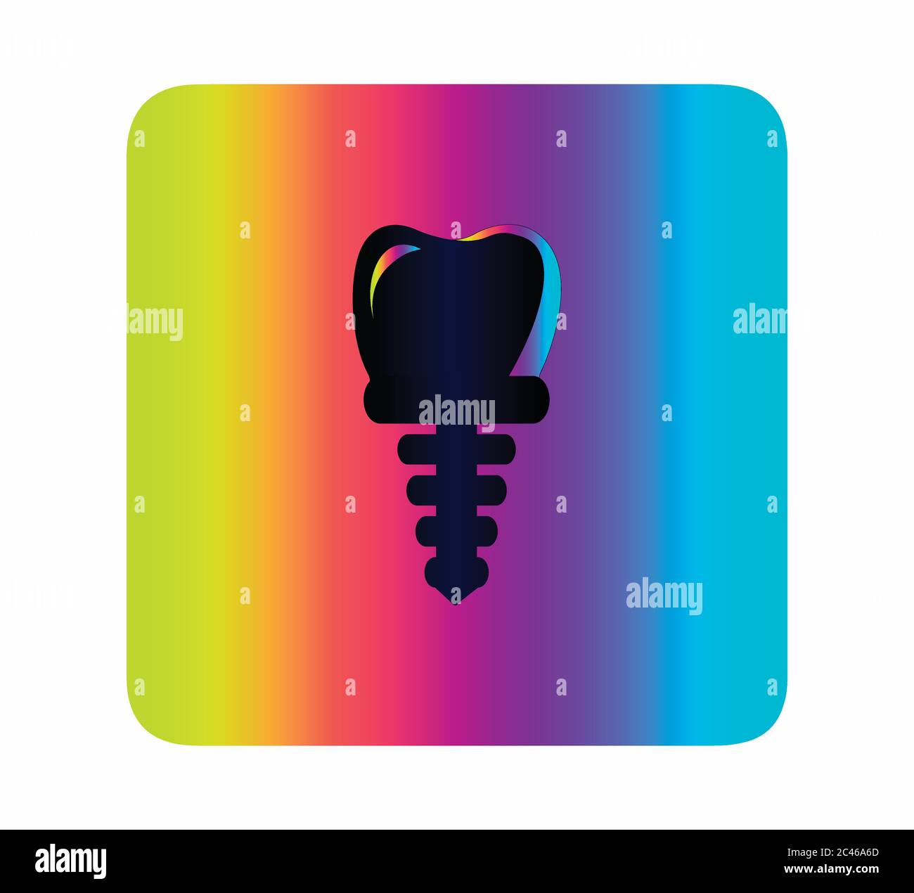 icona del vettore neon dell'impianto dentale isolata Illustrazione Vettoriale