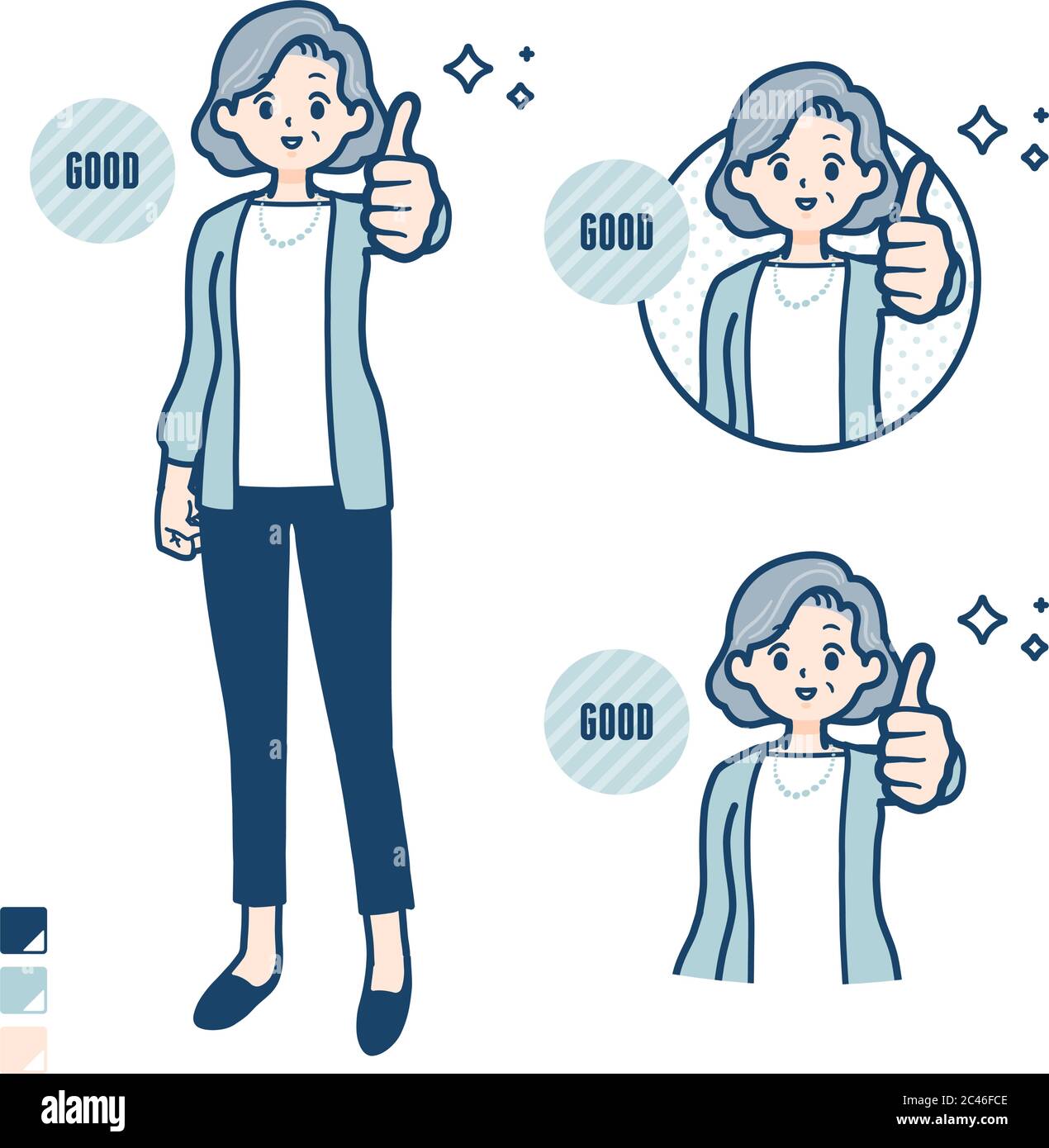 Donna anziana in tuta con immagini Thumbs up. È arte vettoriale, quindi è  facile da modificare Immagine e Vettoriale - Alamy